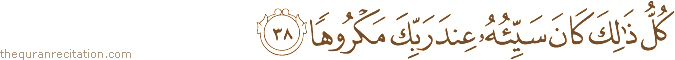 كُلُّ ذَٰلِكَ كَانَ سَيِّئُهُ عِنْدَ رَبِّكَ مَكْرُوهًا