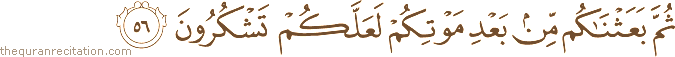 ثُمَّ بَعَثْنَاكُمْ مِنْ بَعْدِ مَوْتِكُمْ لَعَلَّكُمْ تَشْكُرُونَ