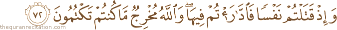 وَإِذْ قَتَلْتُمْ نَفْسًا فَادَّارَأْتُمْ فِيهَا ۖ وَاللَّهُ مُخْرِجٌ مَا كُنْتُمْ تَكْتُمُونَ