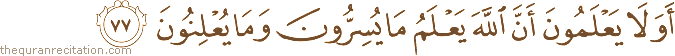 أَوَلَا يَعْلَمُونَ أَنَّ اللَّهَ يَعْلَمُ مَا يُسِرُّونَ وَمَا يُعْلِنُونَ