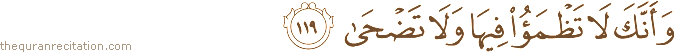 وَأَنَّكَ لَا تَظْمَأُ فِيهَا وَلَا تَضْحَىٰ