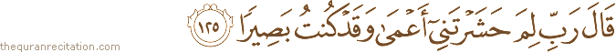 قَالَ رَبِّ لِمَ حَشَرْتَنِي أَعْمَىٰ وَقَدْ كُنْتُ بَصِيرًا
