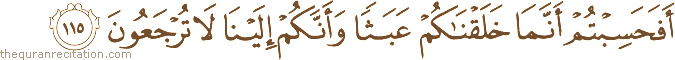 أَفَحَسِبْتُمْ أَنَّمَا خَلَقْنَاكُمْ عَبَثًا وَأَنَّكُمْ إِلَيْنَا لَا تُرْجَعُونَ