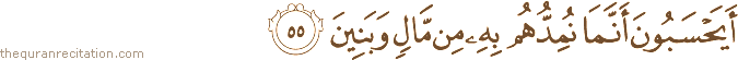 أَيَحْسَبُونَ أَنَّمَا نُمِدُّهُمْ بِهِ مِنْ مَالٍ وَبَنِينَ
