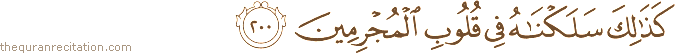 كَذَٰلِكَ سَلَكْنَاهُ فِي قُلُوبِ الْمُجْرِمِينَ