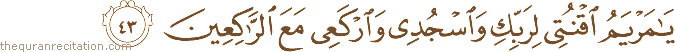 يَا مَرْيَمُ اقْنُتِي لِرَبِّكِ وَاسْجُدِي وَارْكَعِي مَعَ الرَّاكِعِينَ