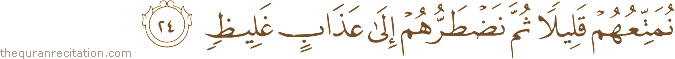 نُمَتِّعُهُمْ قَلِيلًا ثُمَّ نَضْطَرُّهُمْ إِلَىٰ عَذَابٍ غَلِيظٍ