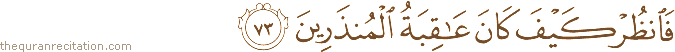 فَانْظُرْ كَيْفَ كَانَ عَاقِبَةُ الْمُنْذَرِينَ