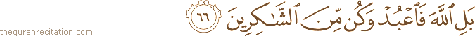 بَلِ اللَّهَ فَاعْبُدْ وَكُنْ مِنَ الشَّاكِرِينَ