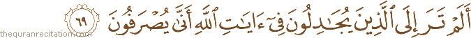 أَلَمْ تَرَ إِلَى الَّذِينَ يُجَادِلُونَ فِي آيَاتِ اللَّهِ أَنَّىٰ يُصْرَفُونَ