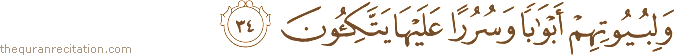 وَلِبُيُوتِهِمْ أَبْوَابًا وَسُرُرًا عَلَيْهَا يَتَّكِئُونَ
