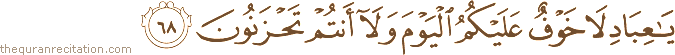 يَا عِبَادِ لَا خَوْفٌ عَلَيْكُمُ الْيَوْمَ وَلَا أَنْتُمْ تَحْزَنُونَ