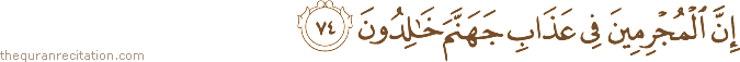 إِنَّ الْمُجْرِمِينَ فِي عَذَابِ جَهَنَّمَ خَالِدُونَ