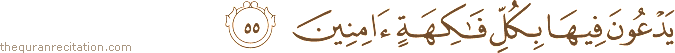 يَدْعُونَ فِيهَا بِكُلِّ فَاكِهَةٍ آمِنِينَ
