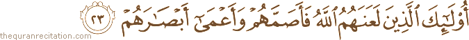 أُولَٰئِكَ الَّذِينَ لَعَنَهُمُ اللَّهُ فَأَصَمَّهُمْ وَأَعْمَىٰ أَبْصَارَهُمْ