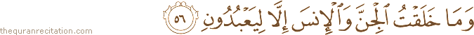 وَمَا خَلَقْتُ الْجِنَّ وَالْإِنْسَ إِلَّا لِيَعْبُدُونِ