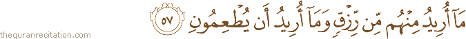 مَا أُرِيدُ مِنْهُمْ مِنْ رِزْقٍ وَمَا أُرِيدُ أَنْ يُطْعِمُونِ