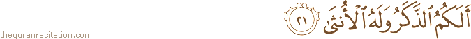 أَلَكُمُ الذَّكَرُ وَلَهُ الْأُنْثَىٰ