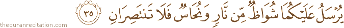يُرْسَلُ عَلَيْكُمَا شُوَاظٌ مِنْ نَارٍ وَنُحَاسٌ فَلَا تَنْتَصِرَانِ