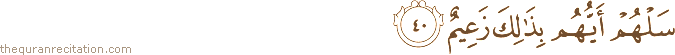 سَلْهُمْ أَيُّهُمْ بِذَٰلِكَ زَعِيمٌ