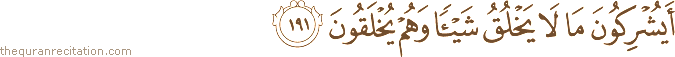 أَيُشْرِكُونَ مَا لَا يَخْلُقُ شَيْئًا وَهُمْ يُخْلَقُونَ