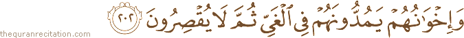 وَإِخْوَانُهُمْ يَمُدُّونَهُمْ فِي الْغَيِّ ثُمَّ لَا يُقْصِرُونَ